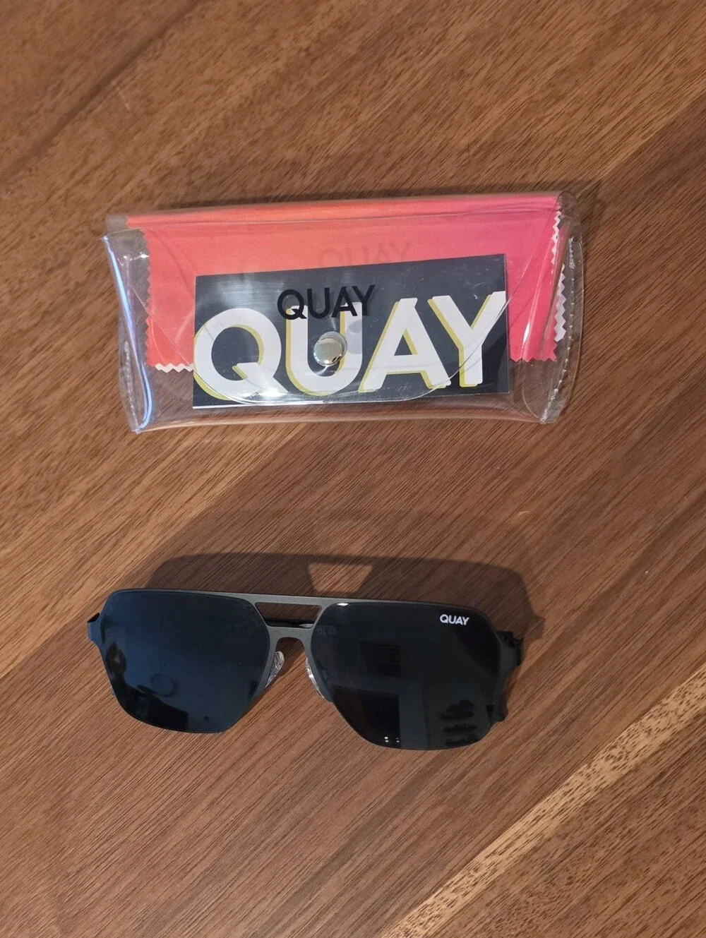 Quay Australia Black Polarized Backstage Pass Sunglasses With Black Lenses